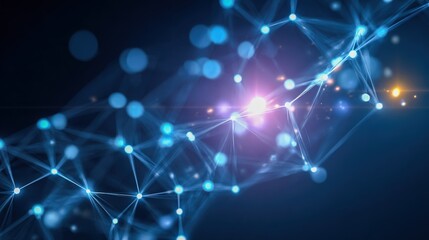 Abstract Technology Network with Glowing Connections, Representing Artificial Intelligence, Data Transfer, and Complex Systems