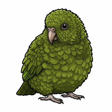 Cute and fluffy kakapo parrot bird illustration
