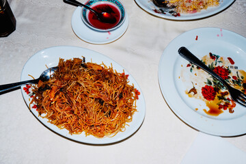 chinese dishes on a restaurant table