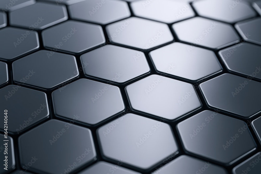 Poster hexagonal geometric pattern: abstract background with metallic texture for technology and science pr