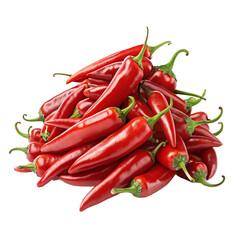 Fresh Red Chili Peppers Isolated on Transparent Background