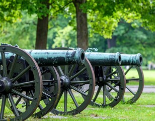 Antique cannons in a park