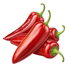 "Fresh Red Chili Peppers Isolated on Transparent Background 