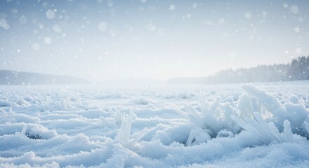 Serene winter landscape with falling snow