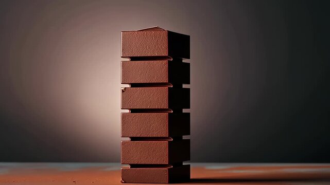 Brown Brick Structure: A meticulously constructed vertical arrangement of brown bricks stands tall, showcasing architectural precision and design. A display of minimalist aesthetics and urban texture.