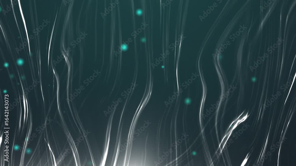 Poster seamless 3d animation of fluid smoke steam rising endlessly with cyan and blue floating particles. i
