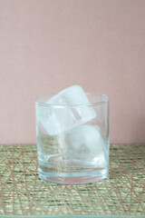 Empty glass with ice