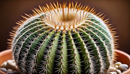 close up of a cactus with sharp radial spines