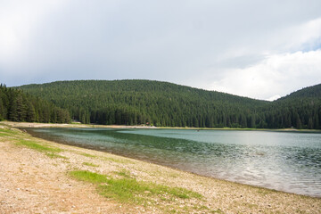 Shore of Black Lake in Durmitor National Park, in Zabljak, Montenegro