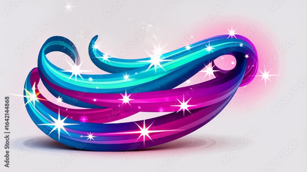Poster dynamic ribbon waves of color: captivating abstract illustration, a swirling cascade of radiant, mul