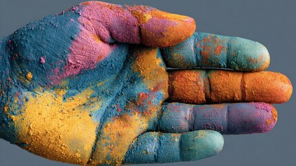 Colorful human hand symbolizing unity and healing, global peace and humanitarian banner