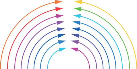 thin colored arrows in lgbt style, arrows in a circle pointing upwards