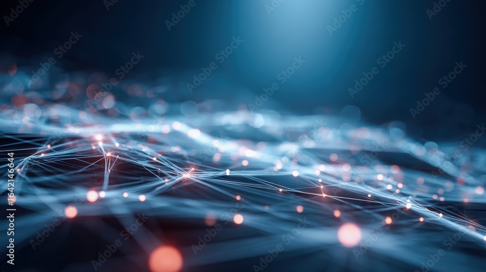 Poster abstract network connection structure background with glowing nodes, perfect for technology and scie