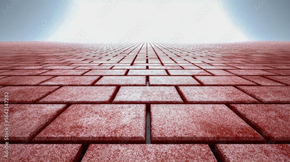 Poster red brick pavement perspective: endless patterned surface for architectural and design visualization