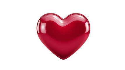 Fototapeta premium Glossy red heart emoji with smooth gradient and soft light reflections, isolated PNG