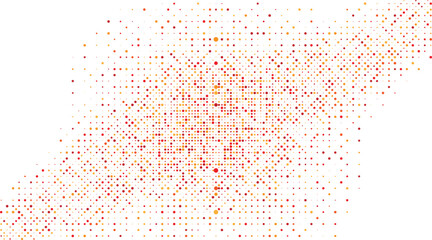 Abstract geometric background with a diagonal pattern of warm orange and red digital crosses. Modern vector illustration with a pixelated mosaic texture
