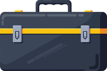 Toolbox with handle and yellow stripe design for tool storage and organization vector illustration 