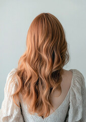 Naklejka premium Copper Waves: Long, Wavy Hair