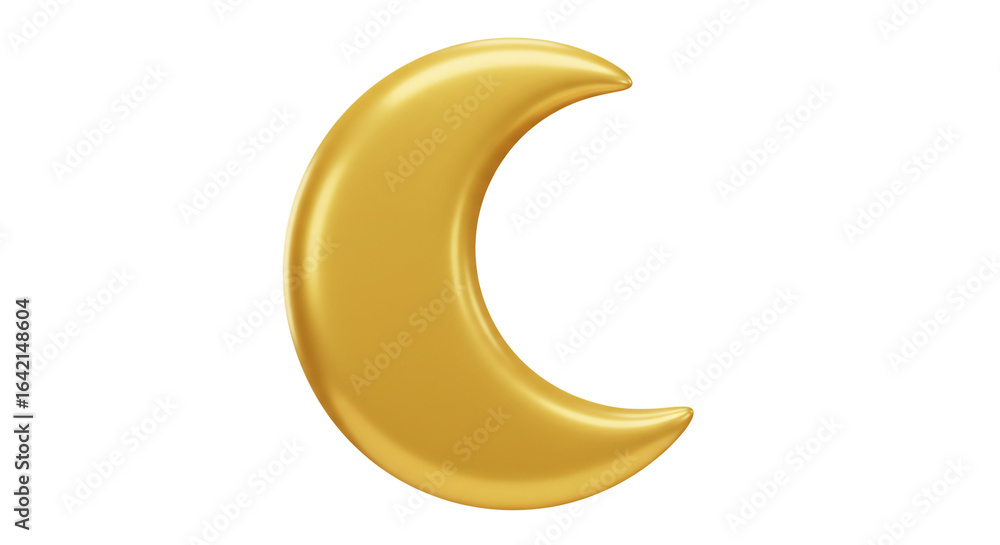 Poster a golden crescent moon isolated on a white background in a simple illustration style image view