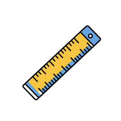 Yellow ruler with measurements in blue design  