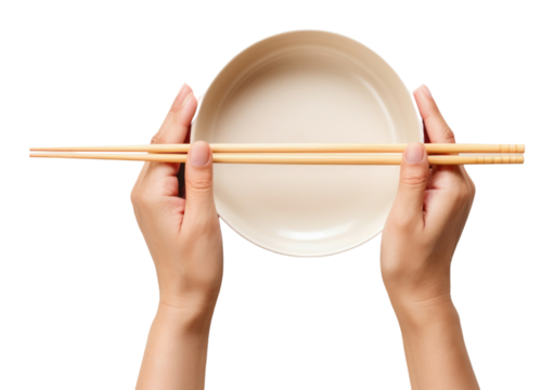 PNG Hands hoding chopsticks with bowl food tableware crockery.
