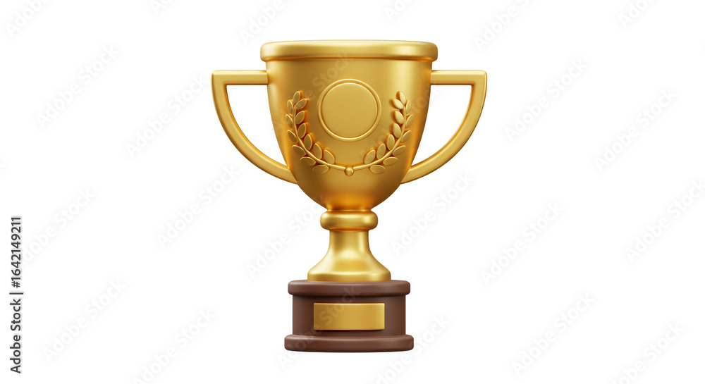 Poster a golden trophy with a laurel wreath design on the front isolated against a white background image r