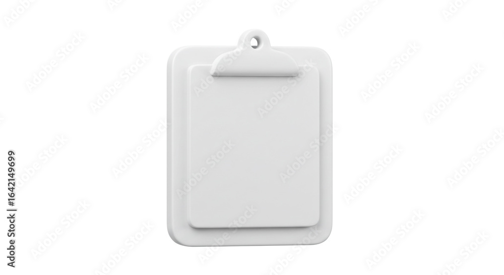 Poster a minimalist white clipboard with a rounded square shape isolated on a plain white background studio