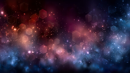 Obraz premium Cosmic Abstract Background with Red and Blue Light Particles