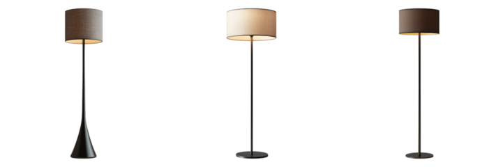 Set of modern floor lamp isolated on transparent background