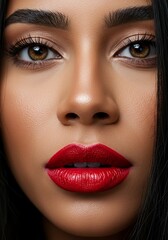 Naklejka premium Close-up Portrait of a Woman with Red Lips