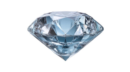 Shiny diamond emoji in light blue tones, realistic gem reflections, transparent background