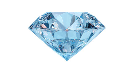 Shiny diamond emoji in light blue tones, realistic gem reflections, transparent background