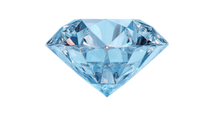 Shiny diamond emoji in light blue tones, realistic gem reflections, transparent background