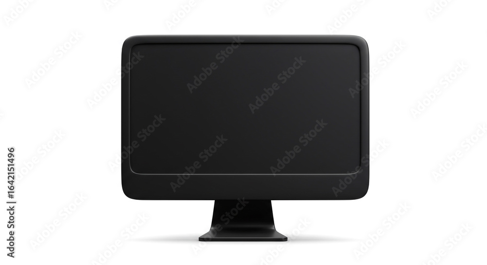 Aufkleber a minimalist black monitor with a rounded frame and a rectangular base on a white background studio 