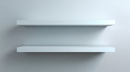 Minimalist White Shelves on Wall Mockup for Product Display and Interior Design Presentation
