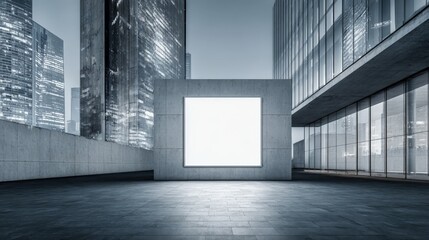 Obraz premium Blank Billboard in Modern Cityscape: Ideal for Urban Advertising and Marketing Campaigns at Night