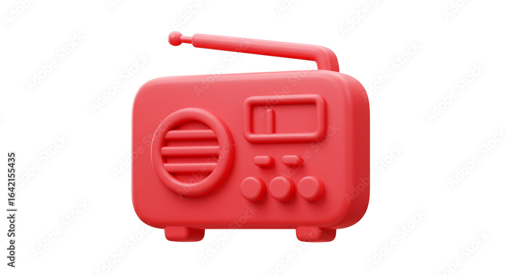 Aufkleber a digitally rendered image of a red radio with an antenna on a plain white background in a studio sh