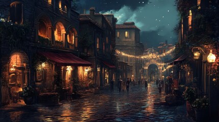 Rome at night: ancient streets.