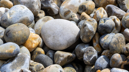 Close-up of Smooth, Rounded Beach Pebbles