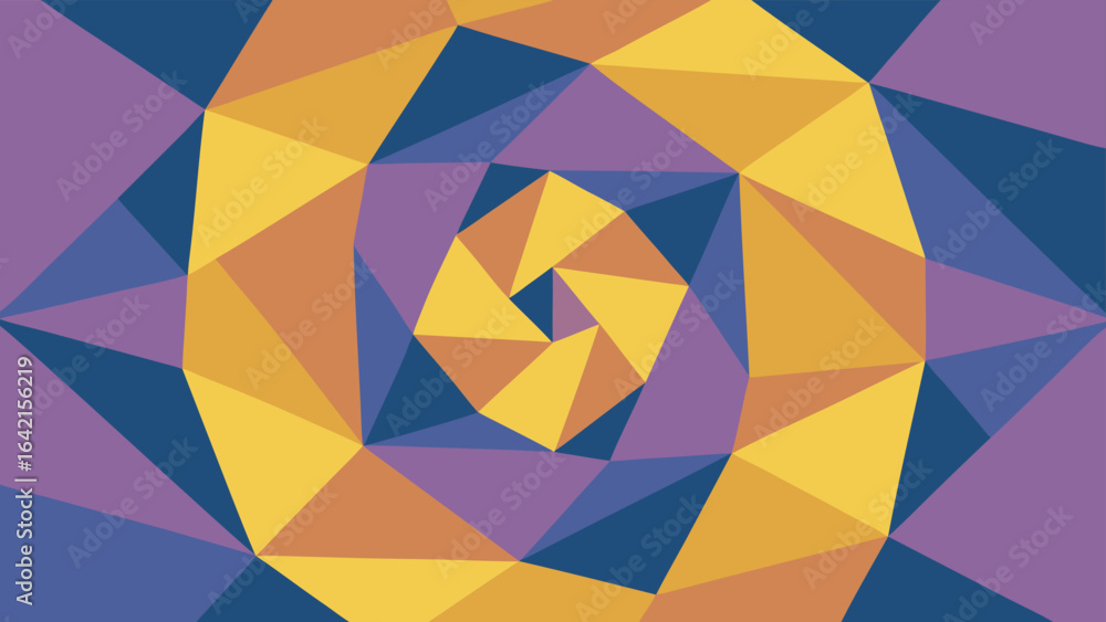 Poster abstract geometric design in a spiraling pattern with vibrant colors and transparency