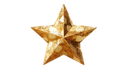 Sparkling star emoji, golden 3D look with light reflections, isolated PNG