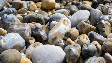 Close-up of Smooth, Rounded Beach Pebbles