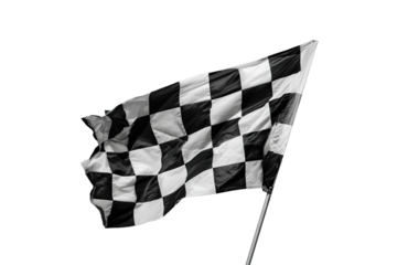 Checkered race flag waving in wind