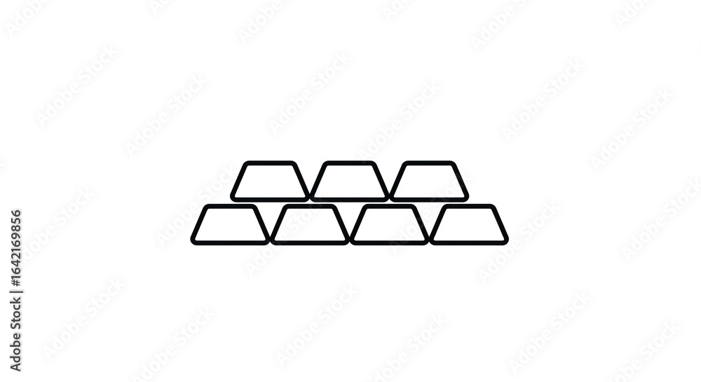 Aufkleber a simple black outline drawing of a stack of gold bars arranged in two rows on a white background