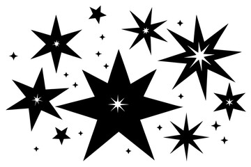 Obraz premium Collection of Black Starbursts and Sparkle Shapes on a White Background stars explosion