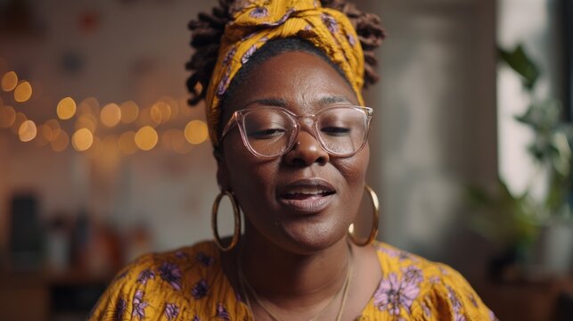 Medium shot capturing a project leads face focused and expressive during a virtual meeting on intersectional inclusion while the screen and surrounding environment remain softly