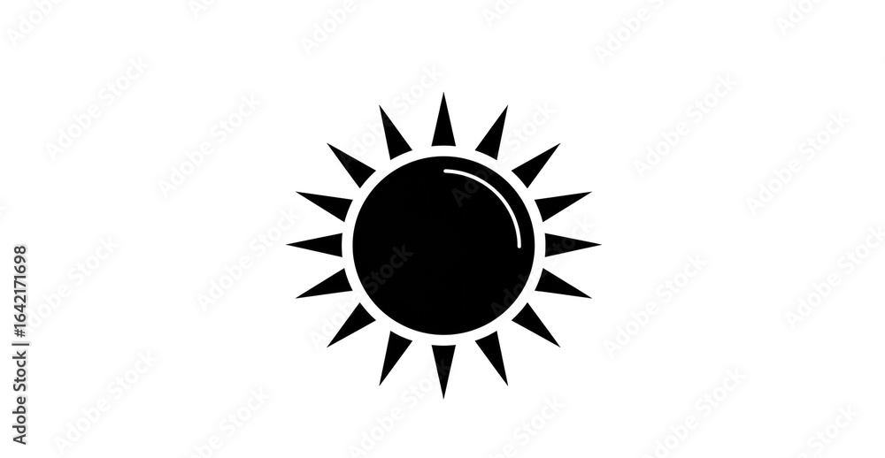 Aufkleber a simple black and white illustration of a sun with sharp triangular rays on a white background spac