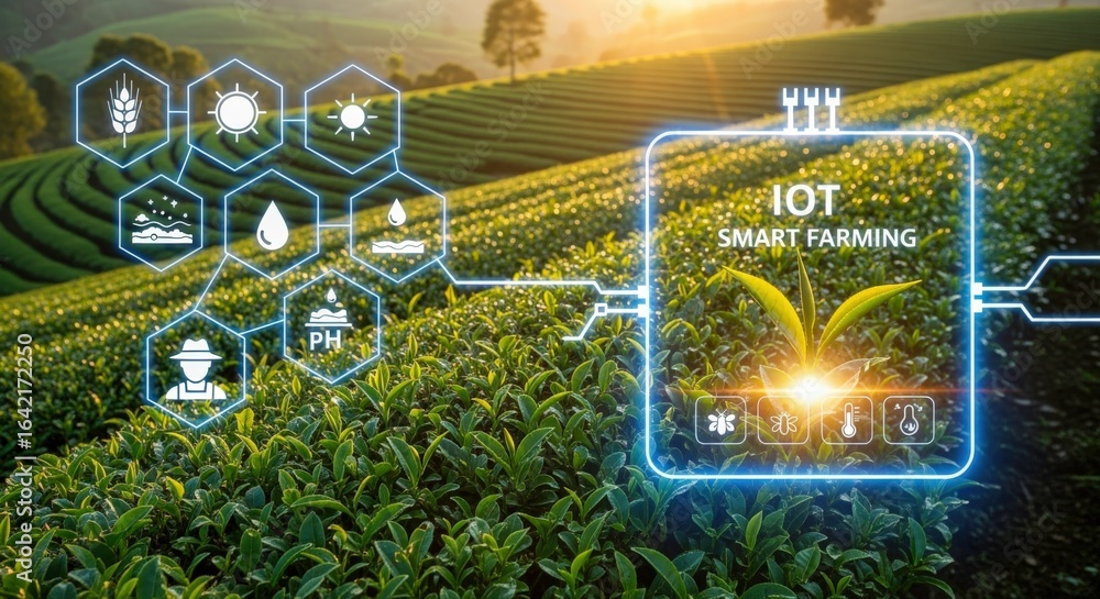 Aufkleber smart farming technology integration in agriculture: iot and sustainable solutions for crop monitori