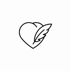 Fototapeta premium heart quill icon sign vector