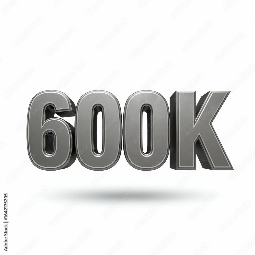 Poster 600k: a bold and modern numeral design that signifies reaching a significant milestone of 600,000. t